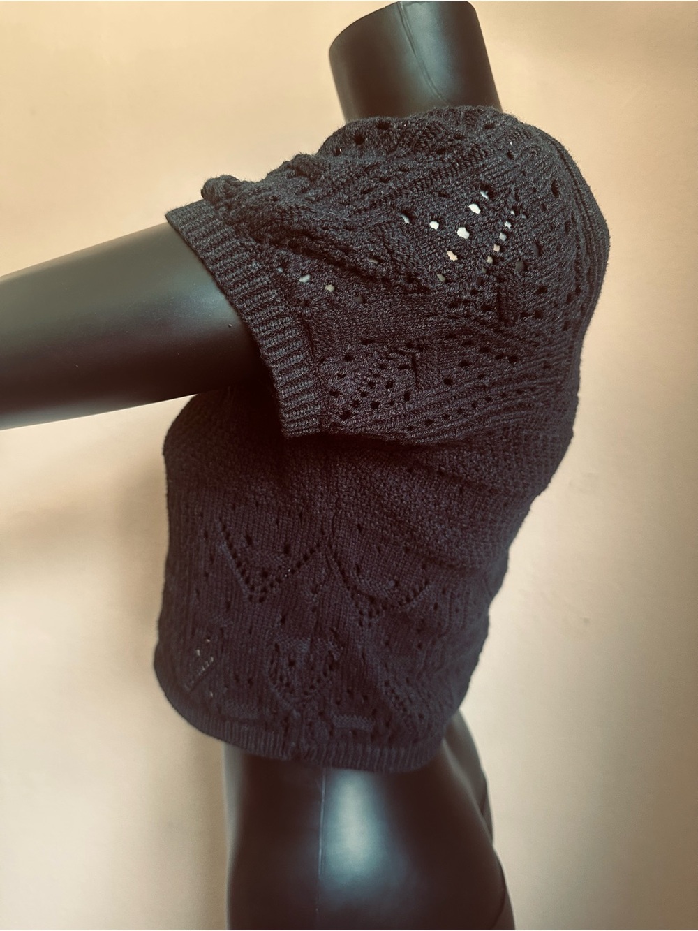 Freshman 1996 Black Pointelle Knit Square-Neck Crop Top - Picture 6 of 11